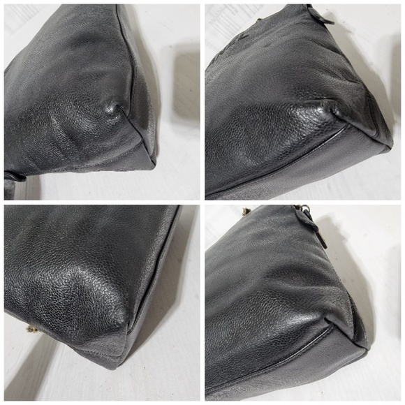 Authentic Chanel Vintage Caviar Leather Sac Shopping Shoulder Bag Black - Picture 14 of 16